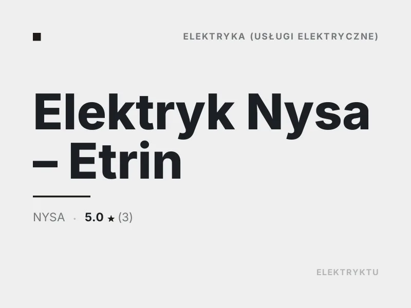 Elektryk Nysa Etrin diagnostyka usterek elektrycznych Nysa