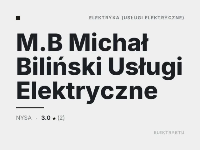 M.B Michał Biliński Usługi Elektryczne