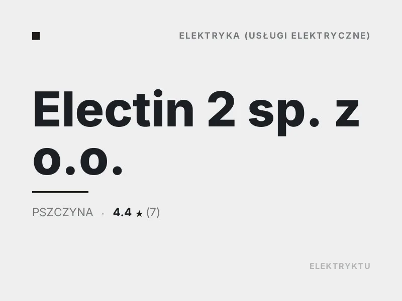 Electin 2 sp. z o.o. elektryka Pszczyna