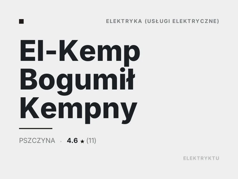 El-Kemp Bogumił Kempny diagnostyka usterek elektrycznych Pszczyna