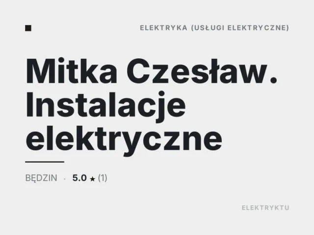 Mitka Czesław. Instalacje elektryczne