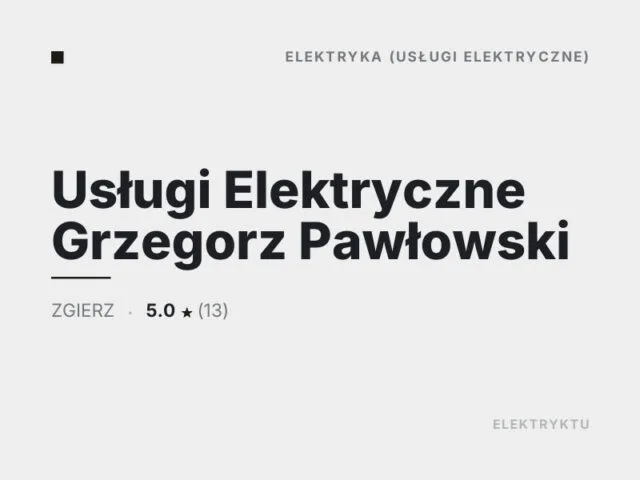 Usługi Elektryczne Grzegorz Pawłowski