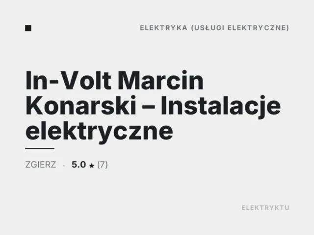 In-Volt Marcin Konarski – Instalacje elektryczne
