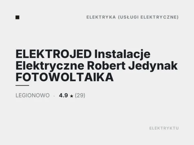 ELEKTROJED Instalacje Elektryczne Robert Jedynak FOTOWOLTAIKA