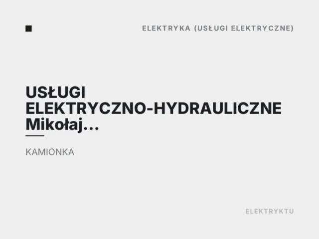 USŁUGI ELEKTRYCZNO-HYDRAULICZNE Mikołaj Janikowski